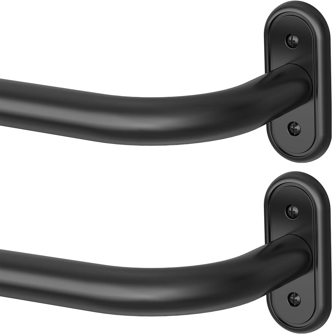 2 Pack Curtain Rods 36-88 Inch, Black Wrap Around Blackout Curtain Rods for Windows, 1 Inch Adjustable Heavy Duty Room Darkening Window Treatment Rod for Bedroom, Living Room, Sliding Door