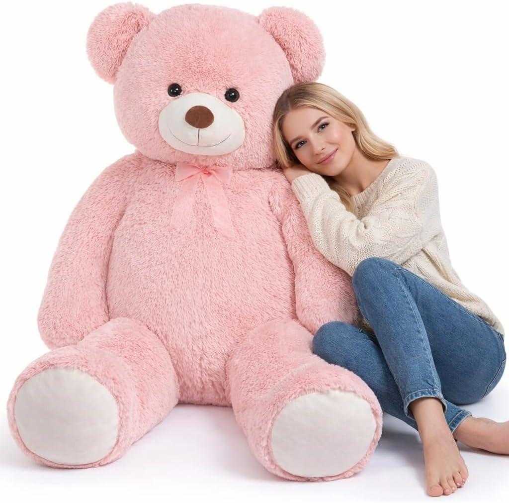 HollyHOME Giant Teddy Bear 5Ft Big Teddy Bear Stuffed Animal Birthday Valentines Day Plush for Kids and Girlfriend 60 inch Pink