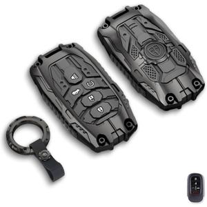 Mech Style Heavy Metal Key Fob Cover, Compatible with Honda 2022 2023 2024 2025 2026, Fit for Accord Civic HR-V CR-V Pilot SI EX EX-L etc, Zinc Alloy Key Case Protector (Model-B,Grey, 1 PC)