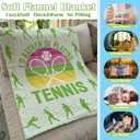 Newwiee 4 Pack Tennis Throw Blankets for Teens Adults Soft Flannel Fleece Sport Ball Blanket Team Gift for Tennis Lovers Players Coaches, 40"x50"