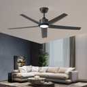 ocioc Ceiling Fans with Lights, 52 inch Black Ceiling Fan with Light and Remote Control, 3CCT, Quiet DC Motor, 5 Blades Modern Ceiling Fan for Living Room Farmhouse Bedroom