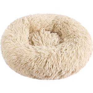 otoez Kitten Puppy Bed Extra Small XS Round Dog Cat Beds Anti Anxiety Plush Pet Calming Donut Bed with Non-Slip Waterproof Bottom, Washable (15.7", Taupe)