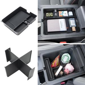 PIMCAR 2-Piece Center Console Organizer & Armrest Divider Set for 2023-2026 Honda Pilot, 2024-2026 Honda Passport/Ridgeline, Custom Fit Durable ABS Plastic Storage Tray