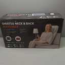 Shiatsu Massage Cushion with Heat for Neck and Back - 4D Kneading, Vibration and Dual-Neck Design, Adjustable Intensity and Height, Help with Muscle Stiffness, for Office Chair, Home, Beige