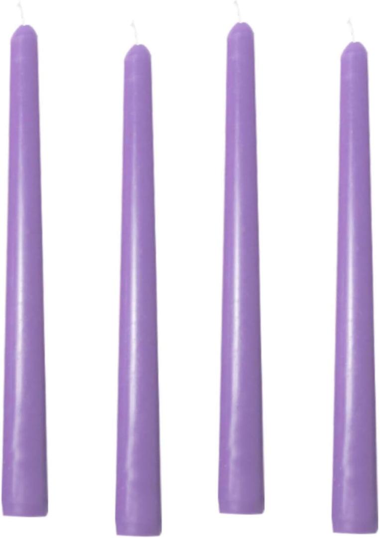 10 inch Purple Taper Candles-Set of 4 Taper Candle - Unscented Dripless and Smokeless,Tall Candlesticks, Home Dinner, Party, Wedding, Halloween, Churches,Christmas Candles (9.9, Purple)