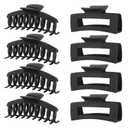 Black Hair Clips for Women -8 Pack 4.3 Inch Large Matte Banana Claw Clips for Women Thin Thick Curly Hair, Big Strong Hold jaw