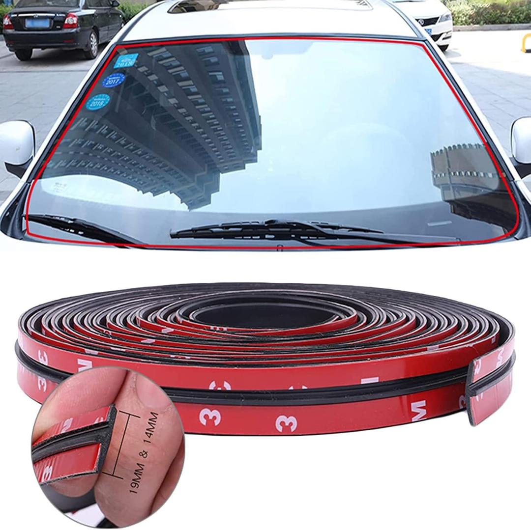 Car Rubber Sealing Strip Torcarvh Car Weather Stripping Protection Door Edge Windshield Adhesive T Shape Sealing Strip Cover Leak Sound Proofing (14mm, 3M)