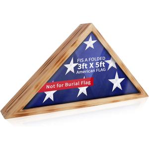 ASmileIndeep Flag Display Case for 3' x 5' Folded American Thin Flag,Flag Shadow Box with HD Tempered Glass and Wall Mount for Veteran - Burnt Color