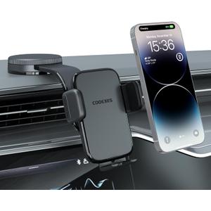 COOEXES Car Phone Holder, 360Rotation Vacuum Suction Cup Phone Mount - 108LBS Nano Gel for Car, Bendable Arm & One-Hand Release, Truck Phone Holder for iPhone 17 Pro Max Samsung Android