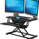 VERSADESK Power Riser 32" Electric Standing Desk Converter, Sit to Stand Up Height Adjustable Desk Riser, 2-Tier Tabletop Laptop and Dual Monitor Desktop Workstation with Wide Keyboard Tray, Black