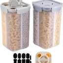 2 Packs Pasta Cereal Storage Containers, 2.5L Airtight Grain Dispenser with Lids, Spaghetti Container Storage with 4 Compartments for Noodle, Rice, Nuts, Flour, Beans