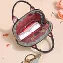 Womens Unique Change Purse Creative Mini Tote Bag Charms Leather Coin Keychain Wallet (Black)