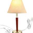 Touch Control Mid-Century Modern Table Lamp, 3-Way Dimmable Wood Bedside Lamp for Bedroom, Living Room, Nightstand, Office