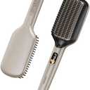 PRITECH Hair Straightening Brush Ionic 250-450°F Fasting Heating Anti-Scald & Auto-Off, Wide Plates Flat Iron Comb Teeth Dual-Voltage Hot Straightener Ionizer Anti-Frizz (Gold)