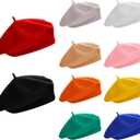 SATINIOR 10 Piece Artificial Wool Beret for Woman, Artist Hat, French Style Polyester Beret Hat Set 