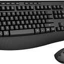 Wireless Keyboard and Mouse Combo, E-YOOSO 2.4GHz Full Sized Ergonomic Wireless Keyboard with Wrist Rest, 3 DPI Adjustable and 6 Buttons Cordless USB Mouse for Computer, Laptop, PC, Windows (Black)