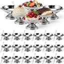 24 Pcs Stainless Steel Ice Cream Bowl Bulk Mini Silver Serving Dessert Cups Round Footed Yogurt Sundae Bowls Metal Snack Dish for Fruit Pudding Wedding Birthday Commercial Party (3.93 Inch)