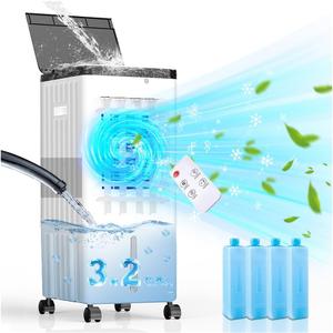 Portable Air Conditioners, 2025 Upgraded 3-in-1 Portable AC with 4 Ice Packs, Swamp Cooler Air Conditioner Fast Cooling, 3 Speeds, 7H Timer, Air Conditioner for Bedroom, Office, Kitchen