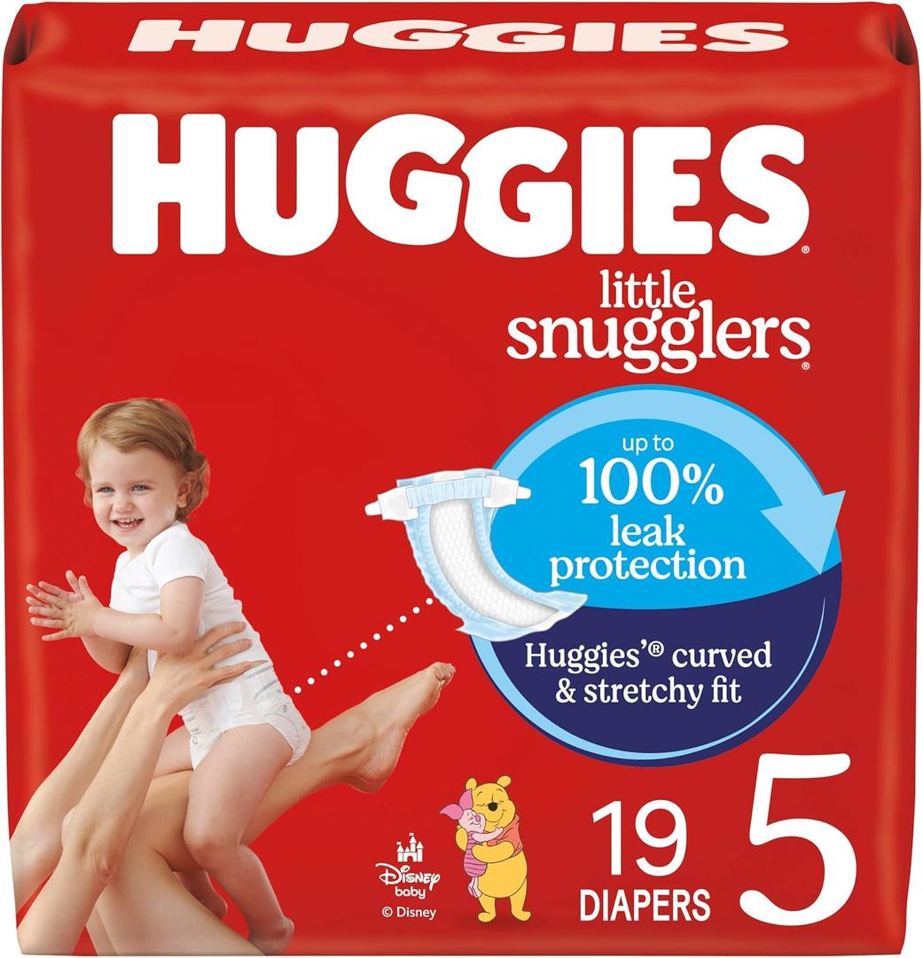 Huggies Size 5 Diapers, Little Snugglers Baby Diapers, Size 5 (27+ lbs), 19 Count