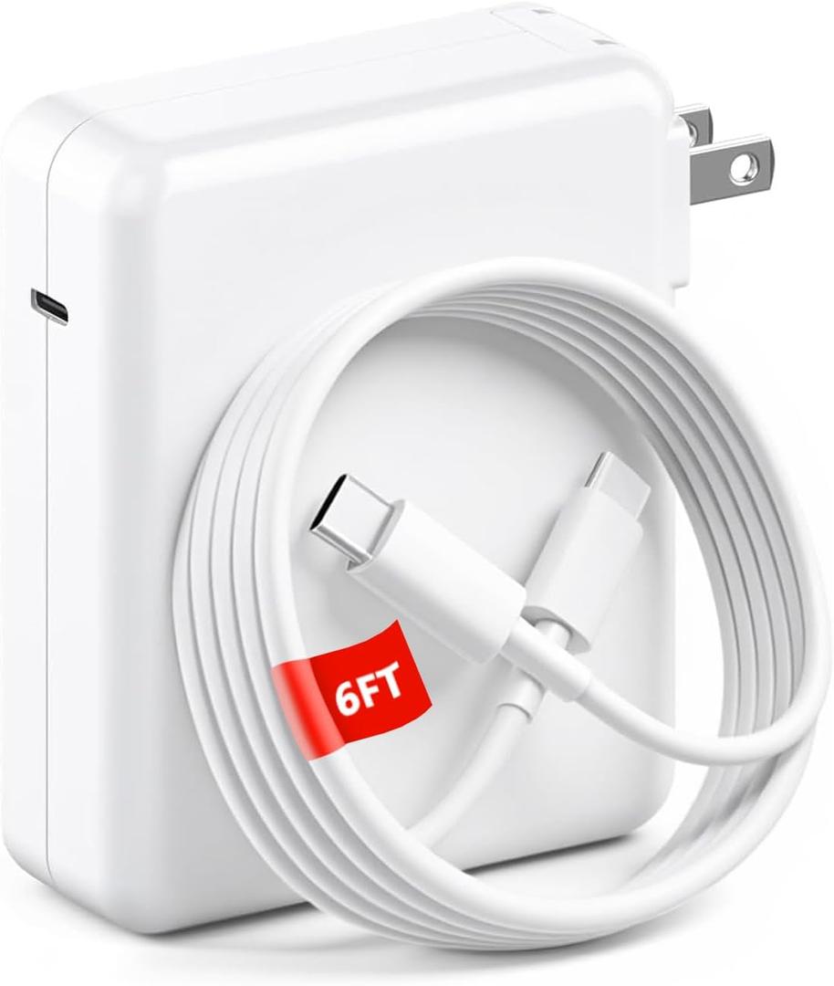 140W Mac Book Pro Charger, Fast Charger Power Adapter for Mac Book Air/Pro with 6FT USB C to C Cable Cord Compatible with MacBook Pro/Air 16/15/14/13 Inch/M1/M2/M3/iPad Pro 2023/2022 and USB C Device