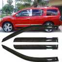 Original 4pcs Wind Deflector, Outside Mount Tape-On Waterproof Protective Rain Guards Set, Sunroof Side Window Visors Compatible with 2005-2015 Nissan Armada 94134