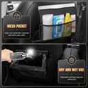 Car Trash Can with Smart LED Light & Magnetic Closure, Nappa Leather car garbage bag with Storage Mesh Pocket, Car Trash Bin as Cars Organizers and Storage for Any Cars, Sedans, SUVs, Trucks