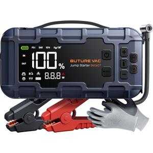 Portable 10-in-1 Car Battery Jump Starter with Air Compressor 8000A 160PSI 45W Charger, Jump Starter Jump Box (All Gas 14L Diesel), Car Battery Jumper Starter Portable Jumper Cables, Gloves, Lights