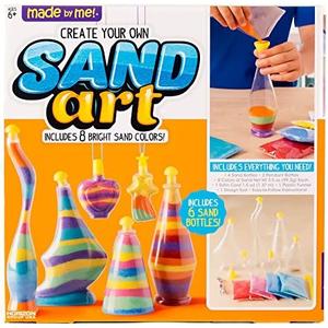 Made By Me Create Your Own Sand Art, 4 Sand Bottles & 2 Pendent Bottles with 8 Bright Sand Colors, Designing Tool & More, Great Staycation or Birthday Party Activity for Kids Ages 6, 7, 8, 9