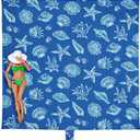 WEKAPO Beach Blanket Waterproof Sandproof Oversized, Extra Large Beach Mat Sand Free, Lightweight & Compact Sand Free Mat with 5 Stakes & 4 Corner Pockets, 11 x 9 FT (1～9 person)