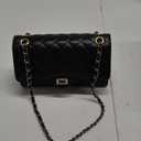 Quilted Crossbody Bag for Women Trendy Ladies Shoulder Bag PU Leather Cross Body Purses Satchel HandBag with Chain Strap (Black)