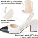 JENN ARDOR Slingback Heels for Women, Classic Low Block Heel Pumps Square Closed Toe Dress Pumps Ankle Strap Splicing Color Chunky Heels Comfort Wedding Shoes 2.5 inch, Size 7.5