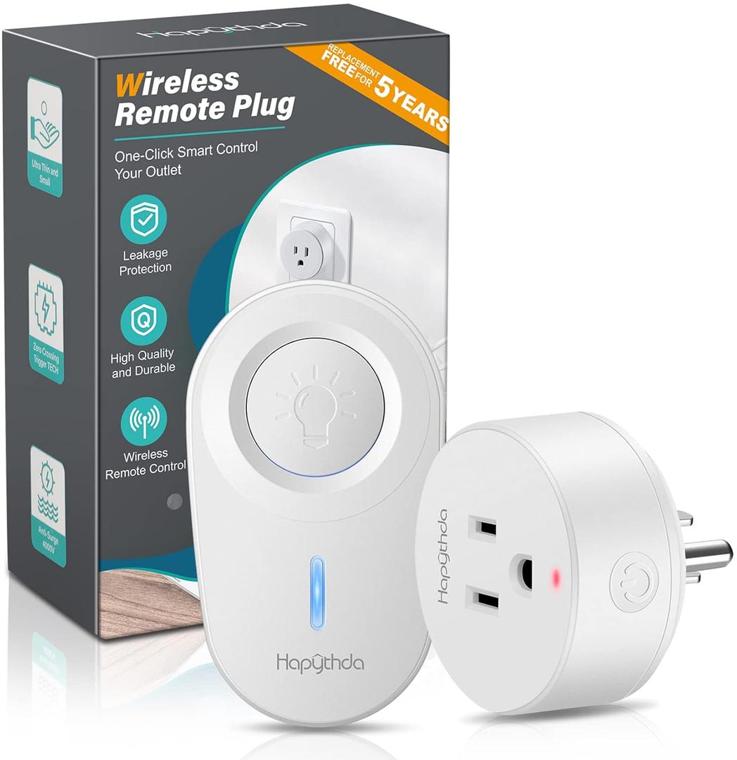 Remote Control Outlet,Remote Light Switch with 15A/1500W and 500 Feet RF Range,No Wiring Needed Smart Plug for Small Electrical Appliance with Anti-Surge 4000V (White)