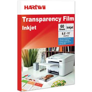 Inkjet Transparency Film 60 Sheets 100% Clear Overhead Projector Film for Inkjet Printers 8.5x11 Inches Thick Acetate Sheets Clear Transparent Paper for Overhead & Screen Printing