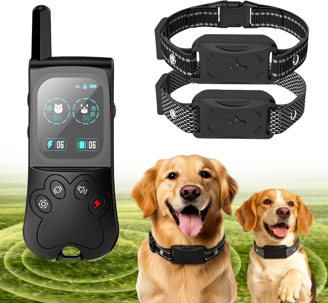 Wireless Dog Fence for 2 Dogs - Portable Training Control 1300FT Range, 180 Days Standby Time Training Collar, Rechargeable Pet Containment System with 3 Training Modes Dogs