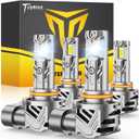 Upgraded 9005 9006 Light Bulbs Combo 120,000LM 1200% Brighter 6500K White Super Bright, 1:1 Mini Size HB3/HB4 Fog Lights with Cooling Fan, No Adapter Required Plug & Play, Pack of 4