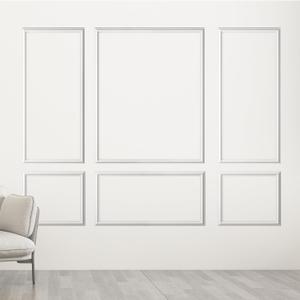 6-Frame Pre-Cut Accent Wall Molding Kit, Premade Wainscoting Chair Rail Moulding Panel Set for Interior Home Decoration (Each Piece 1.18''W, 24pcs)