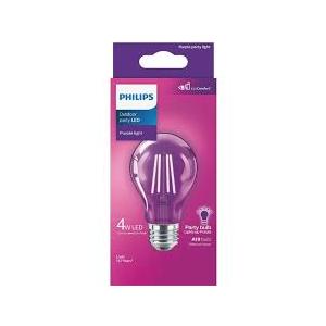 Philips Purple A19 Medium 4W Indoor/Outdoor LED Decorative Party Light Bulb