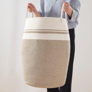 OIAHOMY Large Clothes Eco friendly Laundry Basket Beige