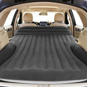 Ciremiv SUV Air Mattress, Double-Sided Thick Flocked Car Air Mattress with Built-in Pump & Pillow, Complete Sleeping Accessories for Auto Camping & Road TripsDark Coffee