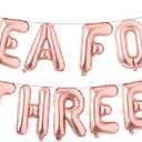 Tea for Three Party Decorations Balloon Tea Time Balloons for Girls kids 3rd Birthday Party Supplies (TEA FOR THREE Rose Gold)