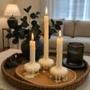 Set of 3 Fall Pumpkin Base Candle, Fall Candle Beautiful Handmade Pumpkin Candles, Thanksgiving Housewarming Gift, Living Rooms, Coffee Table, Halloween Bathroom Decorative(White)