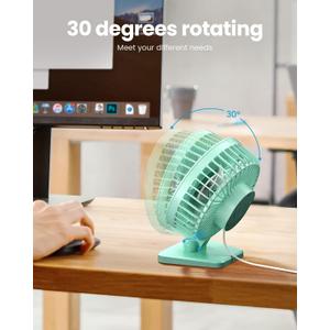 JZCreater USB Desk Fan, USB Fan Mini, 360 Rotation Desktop Fans with 3 Speed, Table Personal Cooling Fan, Quiet Mini Desk Fan, USB Powered, Small Fans for Home Office Bedroom Car Travel, Mint