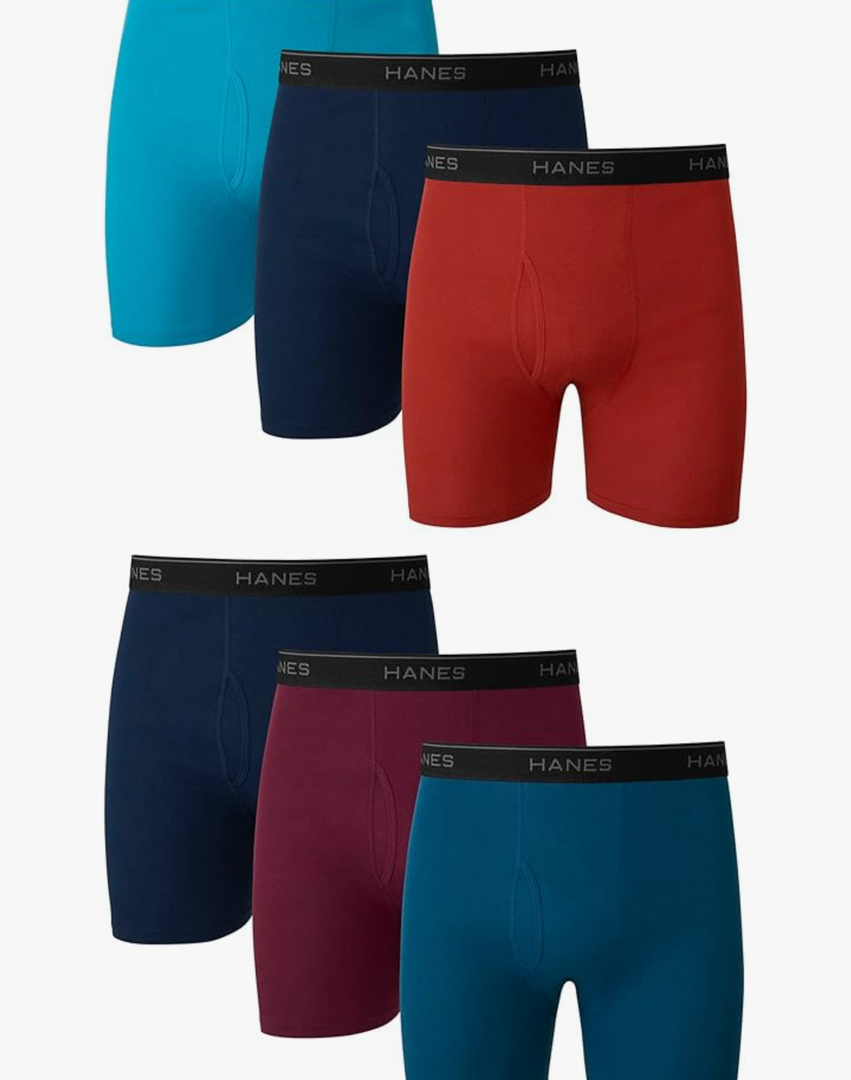 Hanes mens Boxer Briefs, Cool Dri Moisture-wicking Underwear, Cotton No-ride-up for Men, Multi-packs Large, Blue/Green/Red/Grey