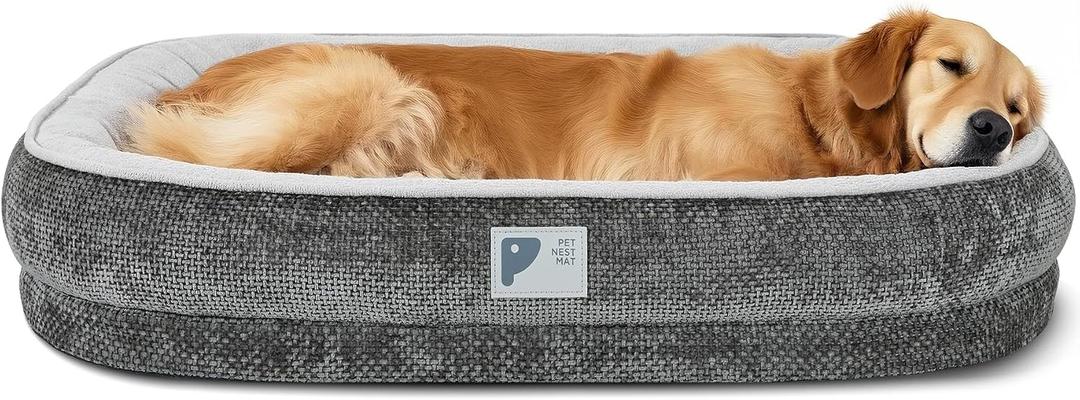 Dog Beds Large Sized Dog,Orthopedic Bed with Removable Cover&Non-Slip Bottom Couch Bed with Four-Sided Bolster Grey L