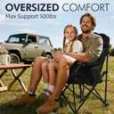 Oversized Camping Chairs for Adults - Heavy Duty Padded Outdoor Folding Lawn XL Camp Chair with Cup Holder Cooler Pockets for Outside Sports Beach Fishing Garden Portable Supports 500lbs, Black, 38.6 Inches X 23.1 Inches X 18.5 Inches