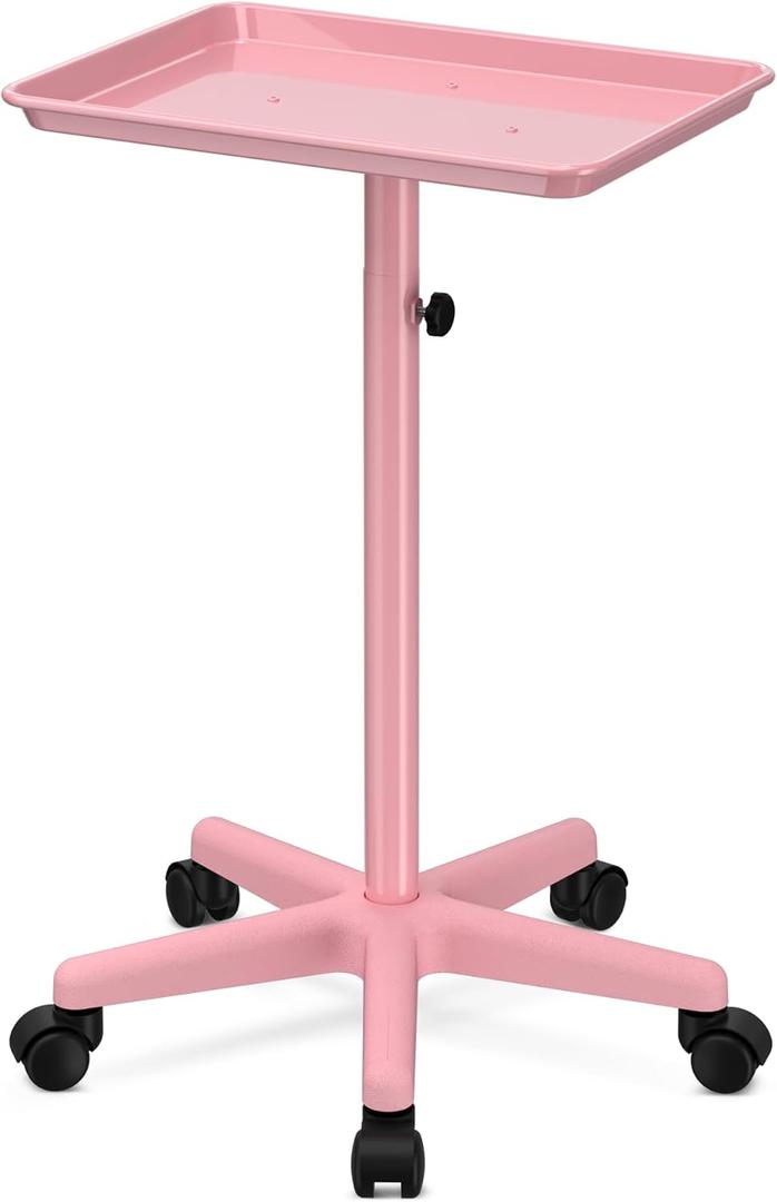 Salon Cart Tray Tattoo Tray for Hair Stylist Salon Trolley Cart with Wheels Rolling Trolley-Pink