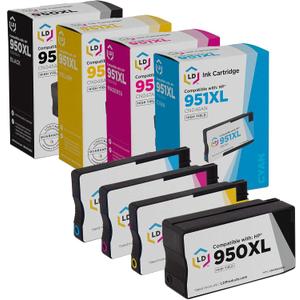 LD Products Compatible Ink Cartridge Replacements for HP 950XL & HP 951XL for Office Jet 251dw 276dw MFP 8100 8600 8610 8615 8616 8620 8625 8630 (Black, Cyan, Magenta, Yellow, 4-Set)