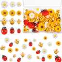 100Pcs Resin Bee and Sunflower Charms for Crafts Bumblebees