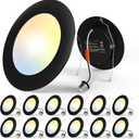 Amico Recessed Lighting 5/6 Inch, 12 Pack 5CCT Flat LED Can Lights, 2700K/3000K/4000K/5000K/6000K Selectable,12W Eqv 110W, 1050LM Brightness, Retrofit Installation - ETL & FCC, Black