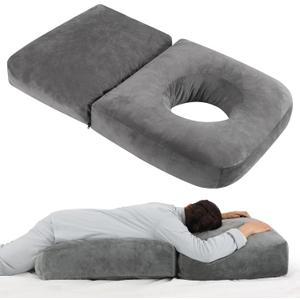 Pregnancy Pillow for Stomach Sleepers, 45.3 Inch Pregnancy Massage Pillow Full Body Pillow with Removable Cover - Support for Back, Legs, Belly, HIPS for Pregnant Women (Dark Grey), 45.3 x 27.6 x 7.9 in